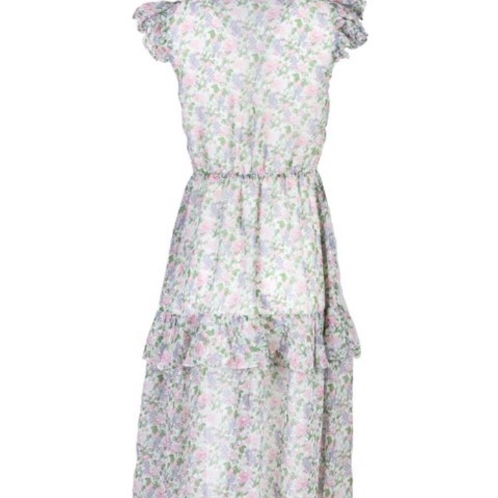 NWT Senlis Floral Fruit Elaine Ruffle V-Neck, M - Picture 5 of 16